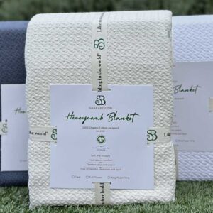 100 organic cotton honeycomb blanket 3 colors front view